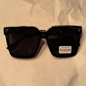 True Religion Black Sunglasses with Gold Accents NWT
